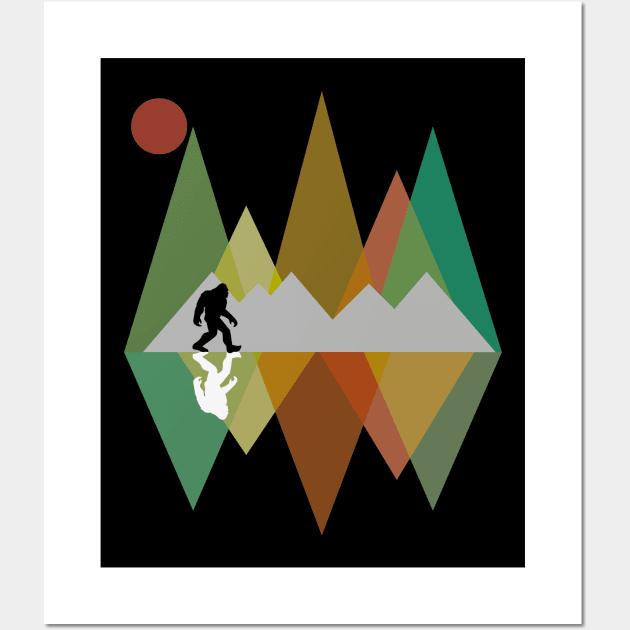 Bigfoot - Bigfoot In The Mountains Wall Art by Kudostees